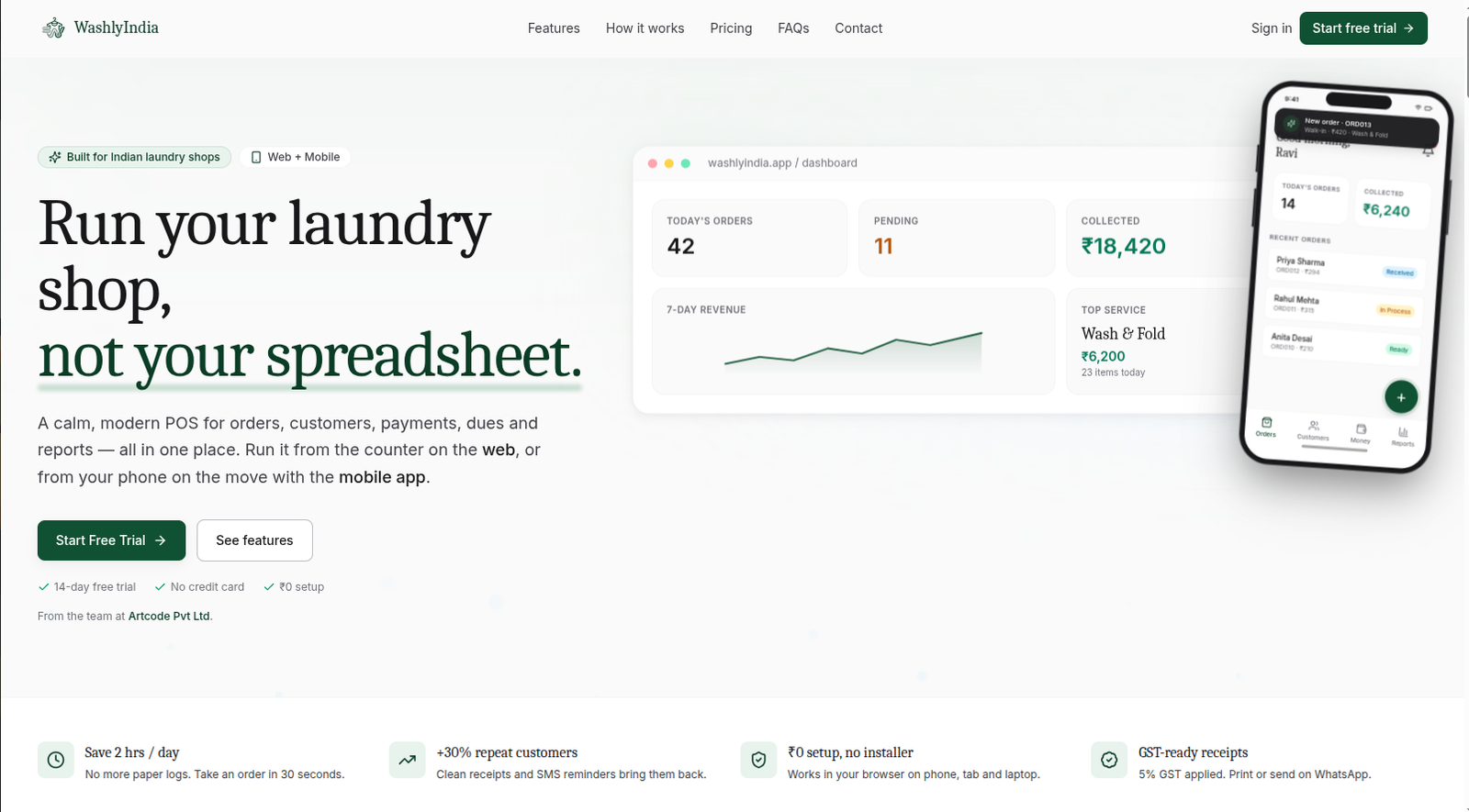 WashlyIndia Dashboard